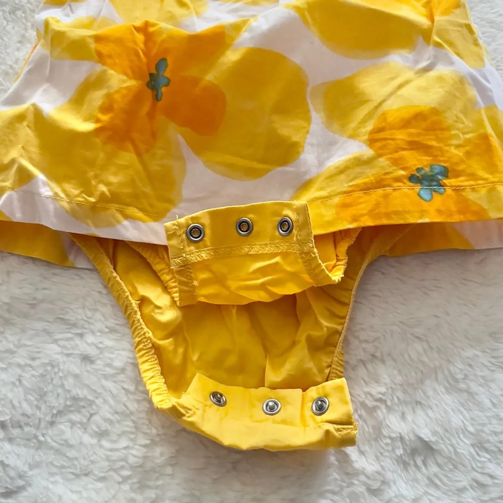 Carter’s Floral Print Ruffle Tank Sunsuit Romper Dress Yellow Size 18 Months
